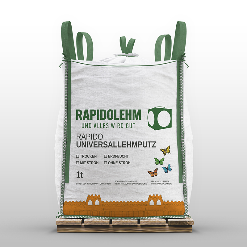 Lehmputz Universal Rapido erdfeucht mit Stroh 1000 kg im Bigbag