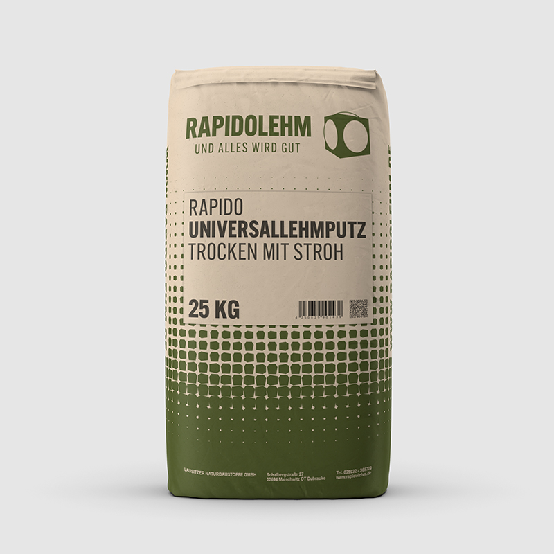 Rapidolehm Lehmputz Universal trocken mit Stroh